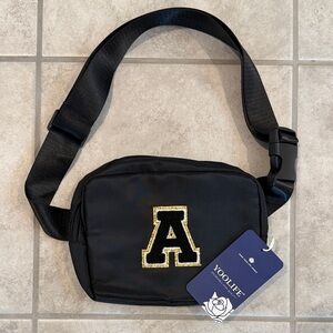 NWT YOOLIFE Black Monogram Belt Bag/Crossbody Fanny Pack